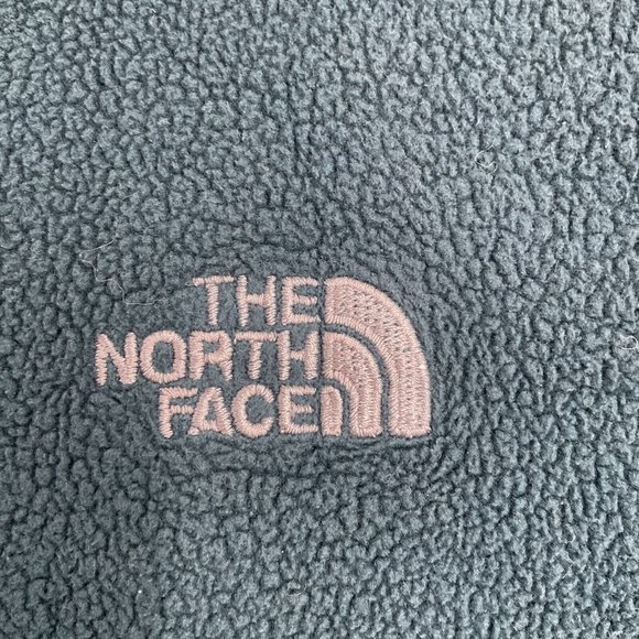 The North Face Fleece Jacket Womens Size M Green Full Zip Pockets Logo Mock Neck - Picture 3 of 15